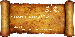 Simonyi Kiliána névjegykártya